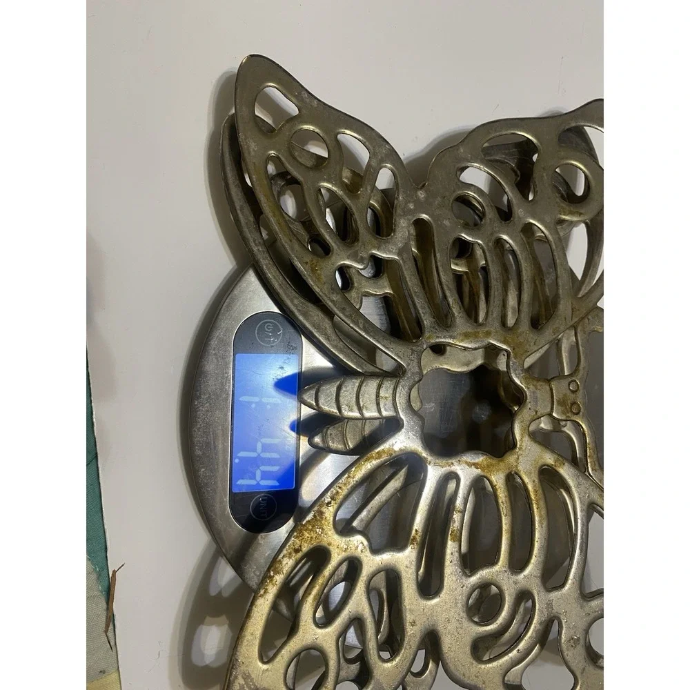 Leonard Silverplate Butterfly Trivet Italy Vintage Mid Century MCM (2/1 pair)